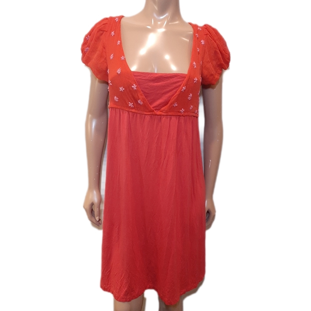 Nougat London Silk Babydoll Dress Embroidered Floral Sheer Layered Gauze